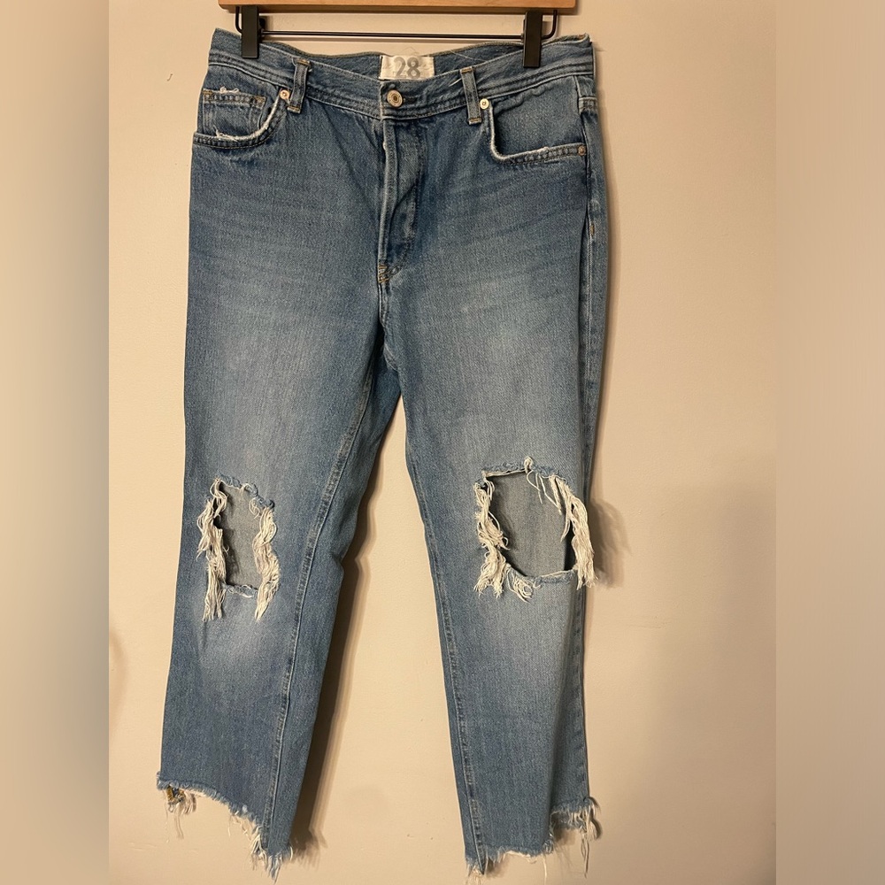 Trendy Distressed Jeans we the free free people denim women's sz 28 wide leg